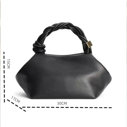 Borsa a tracolla/da spalla da donna in morbida pelle di alta qualità, con manico in corda intrecciata, elegante e casual per l'uso quotidiano.