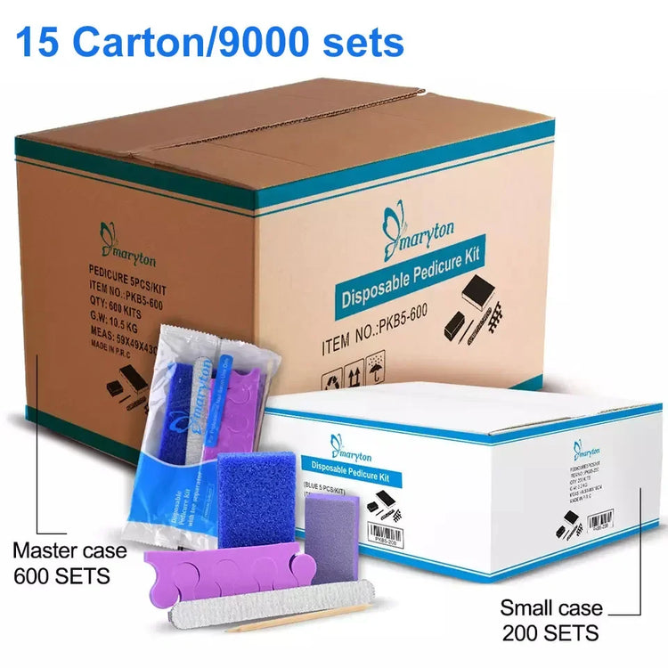 600 Sets/Carton Disposable Pedicure Sets 5Pcs Disposal Pedicura Kit With Cuticle Wood Stickfor Professional Nail Salon Tools