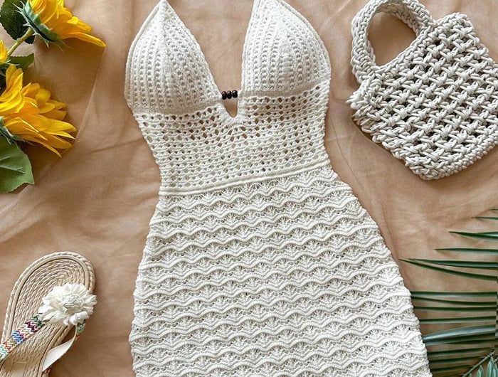 Abito da spiaggia sexy senza spalline con scollo a V primavera estate, adatto per le occasioni di appuntamento platinumshop