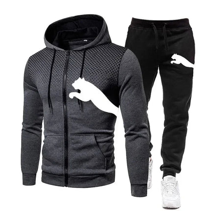 2025 Men's Autumn and Winter Hooded Sweatshirt Set, Hooded Sweatshirt + Pants Set, Sports Running Leisure Wear PlatiNum