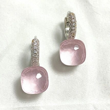 Classic Candy Color Earrings Inlay Transparent Zircon 27Colors Crystal Earrings Platinum Plated Fashion Jewelry For Women PlatiNum