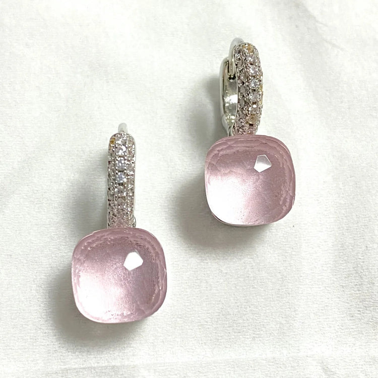 Classic Candy Color Earrings Inlay Transparent Zircon 27Colors Crystal Earrings Platinum Plated Fashion Jewelry For Women PlatiNum