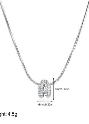 Fashion Tiny CZ Zircon Initial Alphabet Pendant Neckalce Gold Plated Stainless Steel A-Z Letter Necklaces Birthday Gifts Jewelry PlatiNum