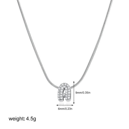 Fashion Tiny CZ Zircon Initial Alphabet Pendant Neckalce Gold Plated Stainless Steel A-Z Letter Necklaces Birthday Gifts Jewelry PlatiNum