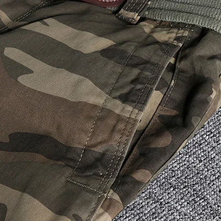 Heavyweight Camouflage Pants Men Clothing Multi-pockets Solid Color Patchworked Outdoor Trousers Retro Cargo Casual Wear Jogger