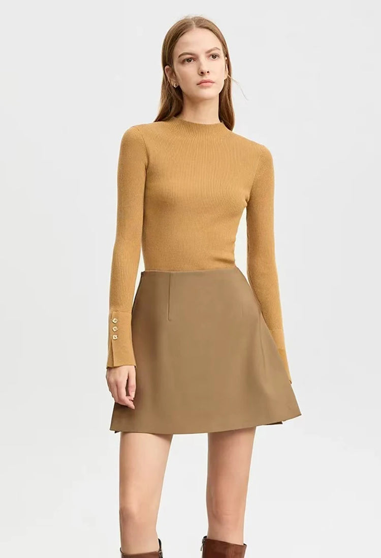 Gonne casual semplici da donna, stile coreano, a vita alta, per l'ufficio, da pendolare, a trapezio, tinta unita, abbinabili a tutto, gonne femminili