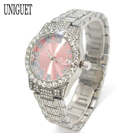 Orologio da Donna UNIGUET di Lusso alla Moda, Elegante Quadrante Piccolo con Diamanti Rosa, Mini Orologio da Polso al Quarzo Bling-Bling da Donna, Regalo platinumshop