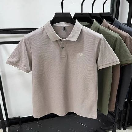 High-quality men's polo shirt, heavy cotton, summer, new, classic, branded, embroidered, comfortable, breathable, fashionable, short sleeve