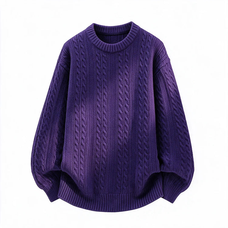 New Trendy Autumn and Winter Jacquard Pattern Pullover Sweater Casual Round Neck Color-Blocking Knit Men's Pullover