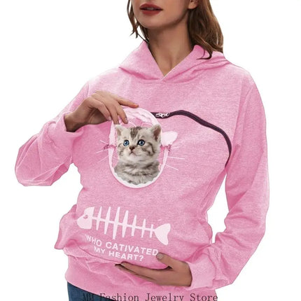 Cartoon Cats Dog Sweatshirt Women's Fit Including Pet Window And Breathable Mesh For Comfortable Carrying D0UB