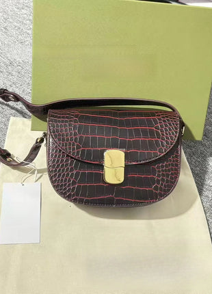 Borsa a tracolla da donna stile sella, borsa a mano in pelle PU, chiusura in metallo, design classico