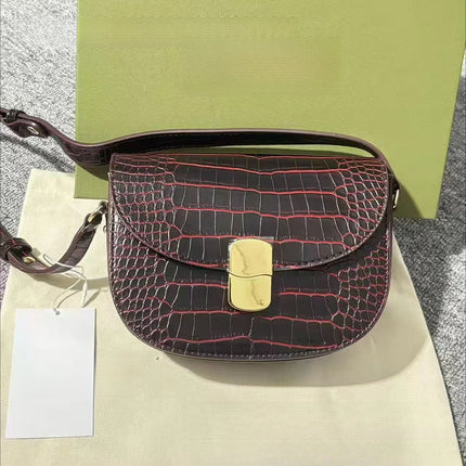 Borsa a tracolla da donna stile sella, borsa a mano in pelle PU, chiusura in metallo, design classico