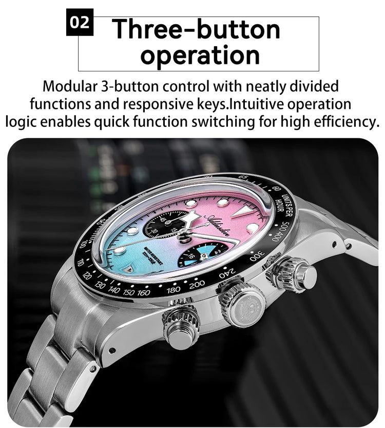 ADDIESDIVE Hight Quality Men's Watch VK64 Chronograph Super Luminous Ceramic Bezel Wristwatch Calendar 10Bar Waterproof Watches