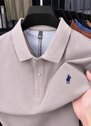 Polo à manches longues de marque haut de gamme 100 % coton, nouveau t-shirt décontracté à revers pour homme d'affaires, confort de luxe avec broderie Paul poney