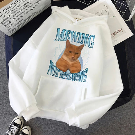 Funny Cute Cat Sweatshirt for Women Aesthetic Y2k 90s Hoodies Harajuku Graphic Pullovers 2000s Ulzzang Gothic Streetwear Female