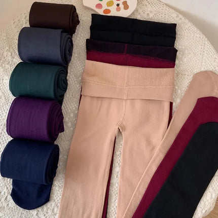 Women Winter Solid Color Leggings Warm High Waist Tights Velvet Sock Thickened Velvet Leggings Slim Skin Black Stockings PlatiNum