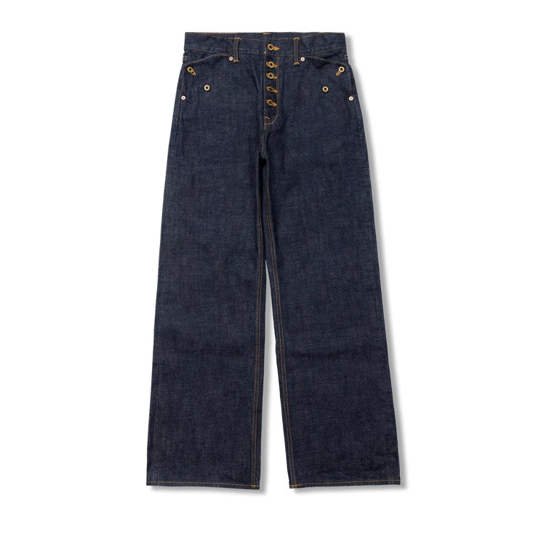 Red Tornado Retro Heavy 18oz Raw Selvedge Denim Pants Sanforized Button Fly High Waist Flap Pocket Carpenter Style Jeans