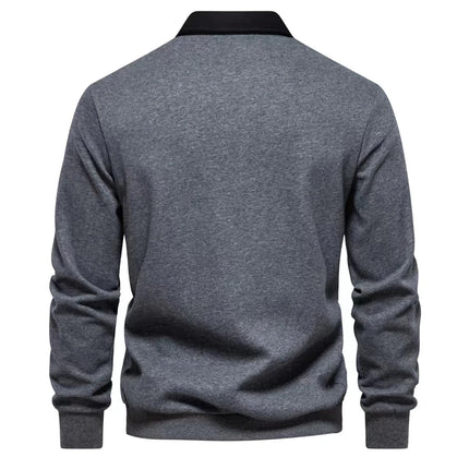 2025 Spring Autumn Polo Neck Sweatshirts for Men Fashion Smart Casual Cotton Mens Hoodies Sweatshirts High-Quality Pullover Tops