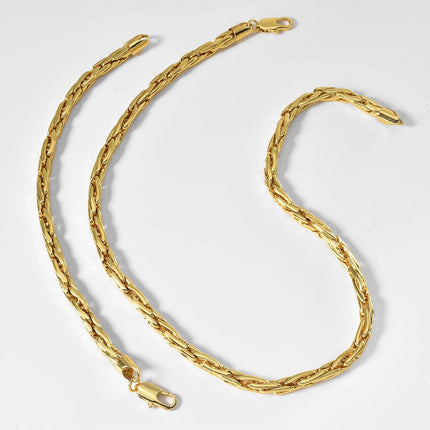 Set di bracciali con collana a catena intrecciata in rame minimalista per donna e uomo, gioielli semplici a strati, pronti, ipoallergenici platinumshop