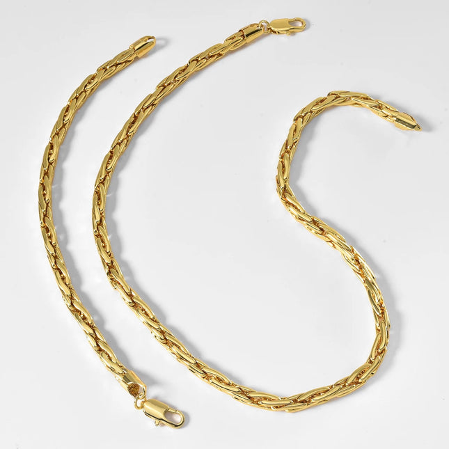 Set di bracciali con collana a catena intrecciata in rame minimalista per donna e uomo, gioielli semplici a strati, pronti, ipoallergenici platinumshop