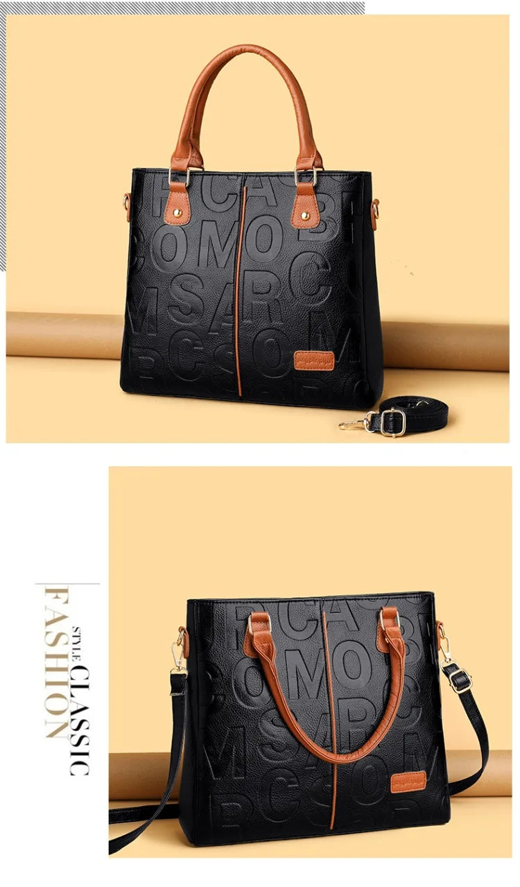 Ladies Large Capacity Leather Shoulder Bag 2025 New Style Urban Simple Tote Bag Women's Single Shoulder Bag Daily Match PlatiNum
