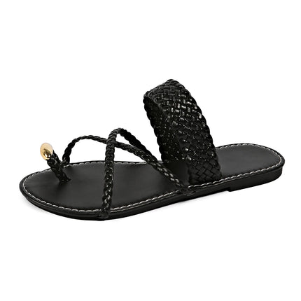 Sandali infradito da donna alla moda con clip dorata, tacco piatto, per l'estate 2025, da spiaggia, taglie forti 43, leggeri, per esterni