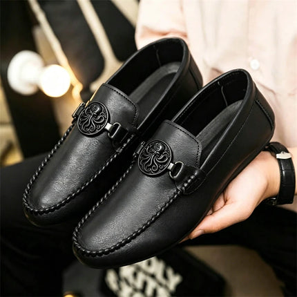 Mocassini da uomo in stile britannico, scarpe da ufficio casual da uomo, comode scarpe basse slip-on, scarpe da guida traspiranti e antiscivolo da uomo