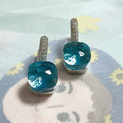 Classic Candy Color Earrings Inlay Transparent Zircon 27Colors Crystal Earrings Platinum Plated Fashion Jewelry For Women PlatiNum