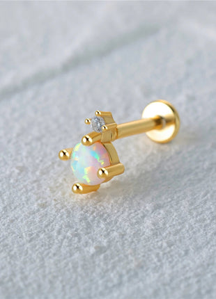 CANNER 1PC 925 Sterling Silver Exquisite Crown Opal Piercing Earring for Women Ear Studs Cartilage Earring Body Jewelry Gift PlatiNum