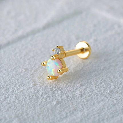CANNER 1PC 925 Sterling Silver Exquisite Crown Opal Piercing Earring for Women Ear Studs Cartilage Earring Body Jewelry Gift PlatiNum