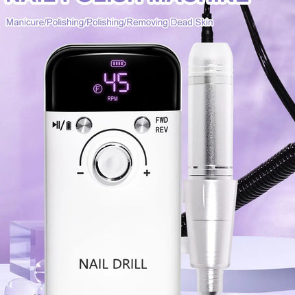 LIMEGIRL 45000RPM Electric Nail Drill Polisher Rechargeable Portable Electric Nail File Machine Kit for Home Acrylic Gel Nails Polishing