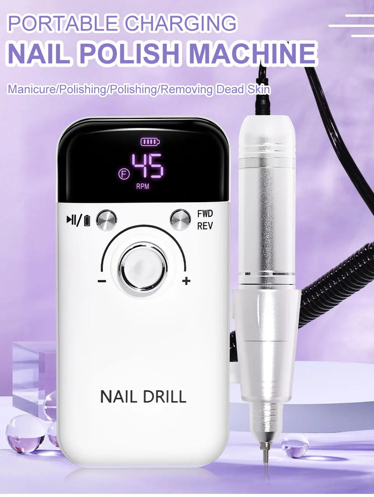 LIMEGIRL 45000RPM Electric Nail Drill Polisher Rechargeable Portable Electric Nail File Machine Kit for Home Acrylic Gel Nails Polishing