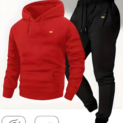 2025 Crown Logo Printed Autumn/Winter Fashion New Hooded Sportswear Outdoor Fashion Versatile Casual Sportswear and Pants PlatiNum