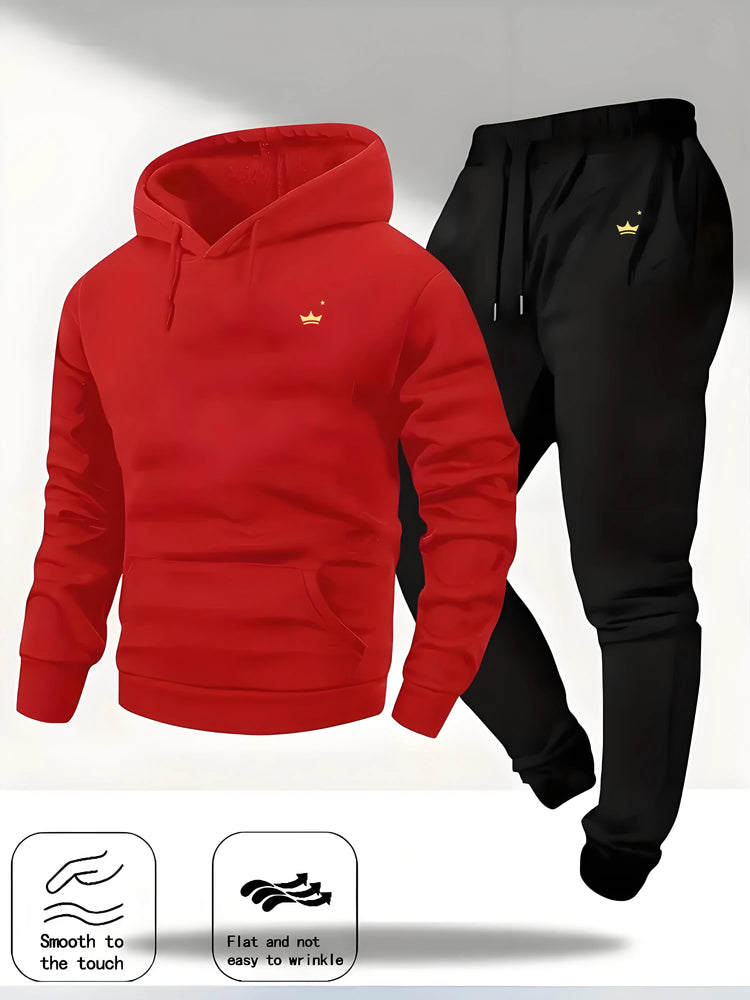 2025 Crown Logo Printed Autumn/Winter Fashion New Hooded Sportswear Outdoor Fashion Versatile Casual Sportswear and Pants PlatiNum