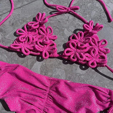 2025 Elegante set bikini in pizzo bianco per costume da bagno in 2 pezzi alla moda e chic da spiaggia, perfetto per abbigliamento da spiaggia e feste in piscina, scariole estive platinumshop