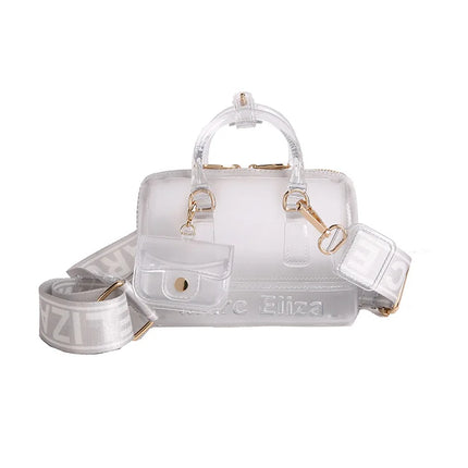 2025 Transparent PVC Beach Bag, Korean Style, Fresh and Sweet Silicone Shoulder Bag, Medium Size with Zipper Closure