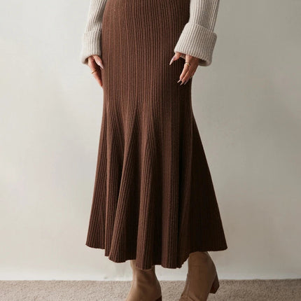 Woman's 100% Cashmere Knittwear Skirt Autumn Winter Elegant Mermaid Mid-calf High Waisted Slim Office Lady Dress Light Luxury PlatiNum