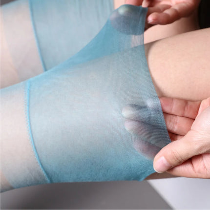 Calze trasparenti multicolori per donna, lunghezza 110 cm, calze anti-gancio, calze lunghe non elastiche per reggicalze