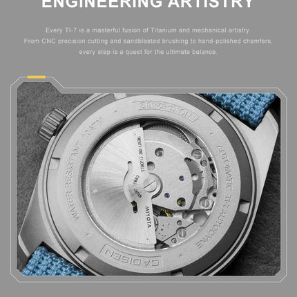 CADISEN TI-7 Autodyne Titanium Steel Automatic Mechanical Canvas Wristwatch MIYOTA 8215 Luminous Sapphire Waterproof Man Watches
