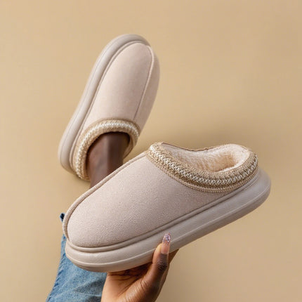 Men's Plush Fleece Lined Slippers Winter Warm House Shoes with Thick EVA Sole for Indoor/Outdoor Use Cozy Non-Slip Home Footwear