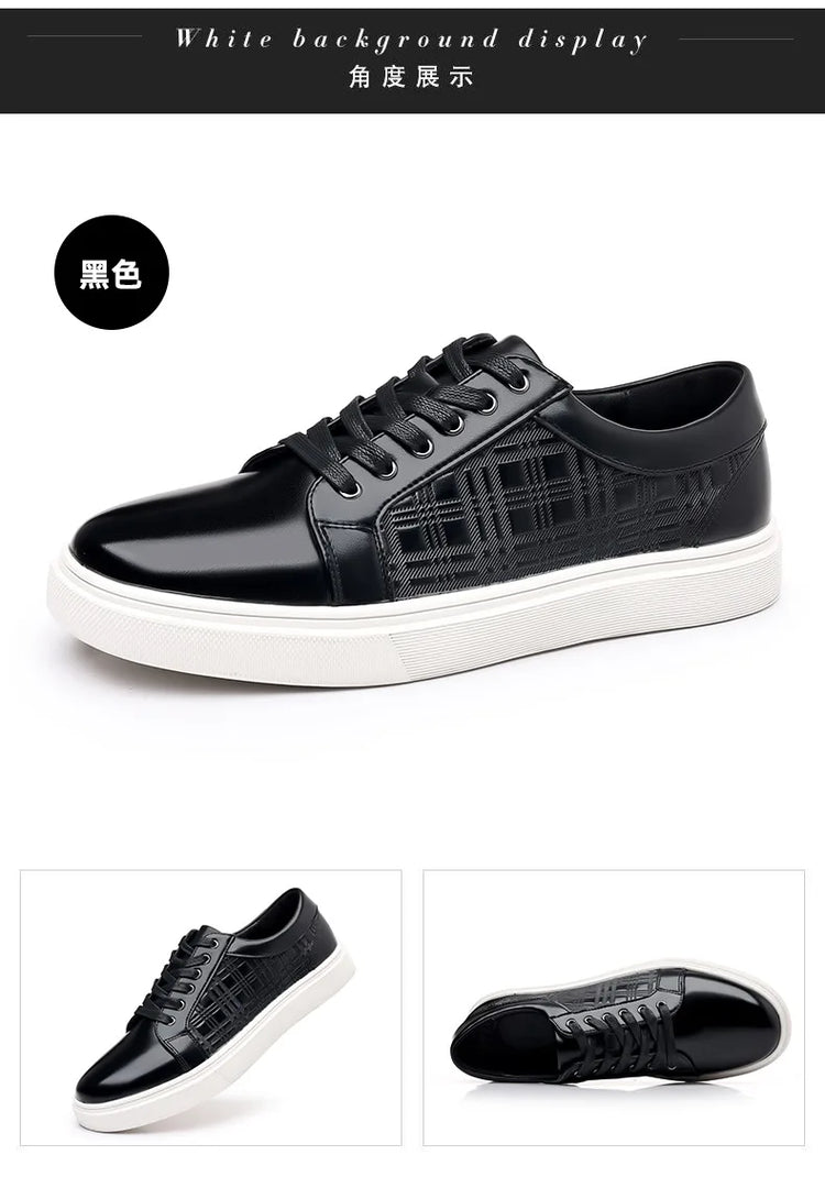 Daily Men's Luxury Brand Shoes Casual Blue Black Sneakers Shoes Man Lace-up Comfortable Leather Flat Shoes