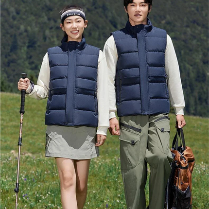 Winter High-density T400 Small-interval Warm Cotton-padded Vest Double Front Flap with Snap Buttons and Zippers