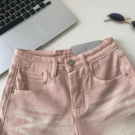 SINGREINY Women's Gradient Denim Shorts, High Quality, Aesthetic, Casual, Comfortable, American Retro Style, Basic, Beach