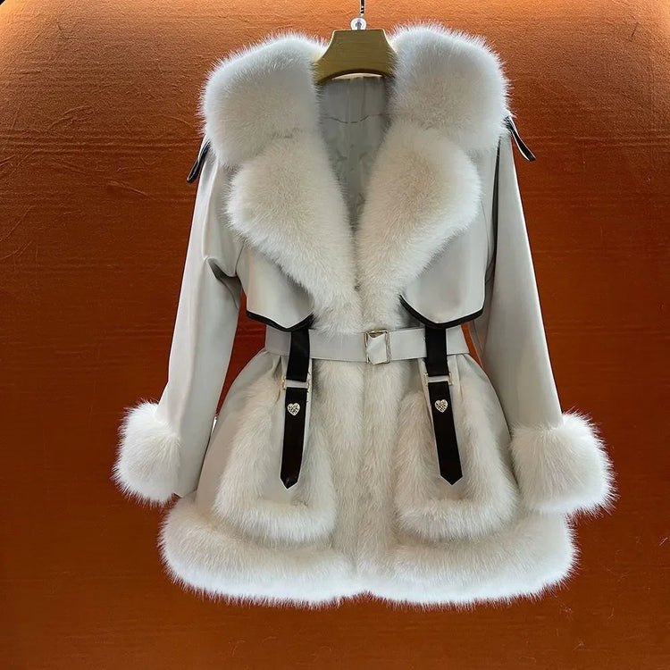 Ladies 2025 Winter Fake Fox Fur Coat Medium Long Sleeve Fluffy Teddy Jacket Women's New Warm Thicken Lined Luxury Casual Outwear