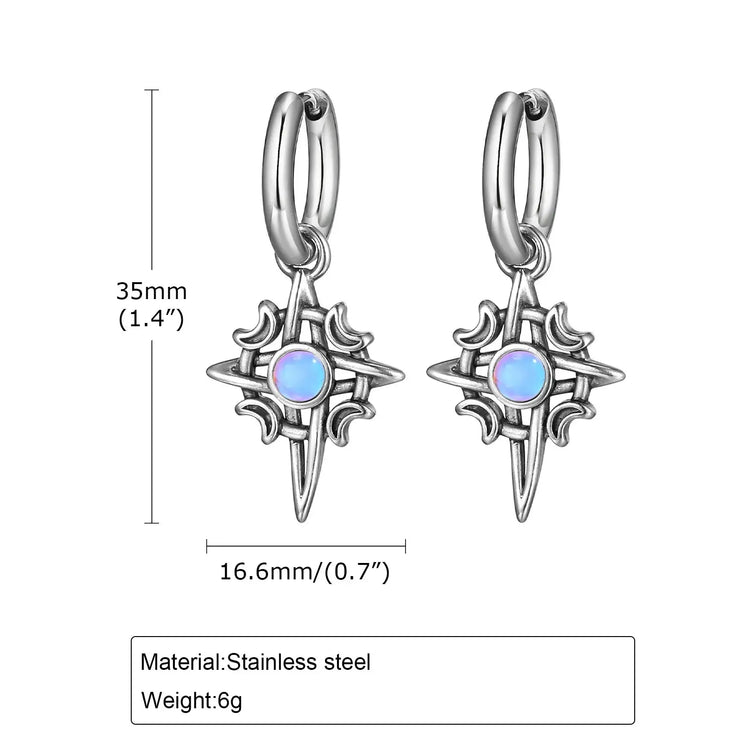 Vnox Witches Knot Moon Star Collane con ciondolo Orecchini per uomo Donna, set di gioielli con collare in pietra di luna con nodo celtico in acciaio inossidabile platinumshop