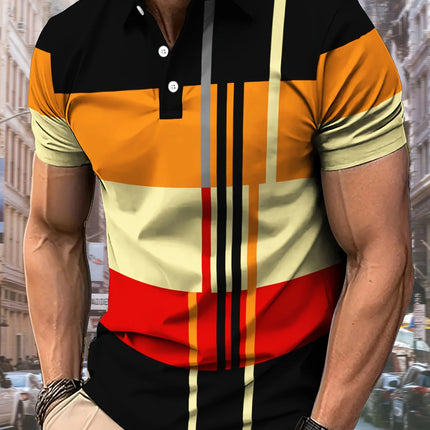 The new 2025 summer men's POLO shirt features a casual 3D striped pattern print, comfortable, breathable, and fashionable