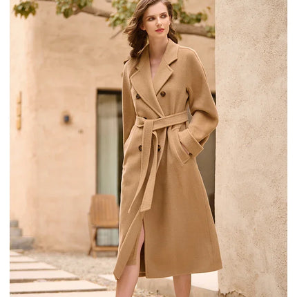 DUTRIEUX Women's Coat Double-sided 10% Cashmere 90% Wool Women's Long Coat Jacket, 2025 Winter New Long Cashmere Coat Women