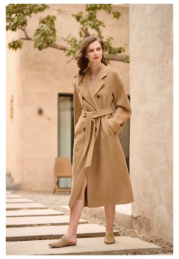 DUTRIEUX Women's Coat Double-sided 10% Cashmere 90% Wool Women's Long Coat Jacket, 2025 Winter New Long Cashmere Coat Women