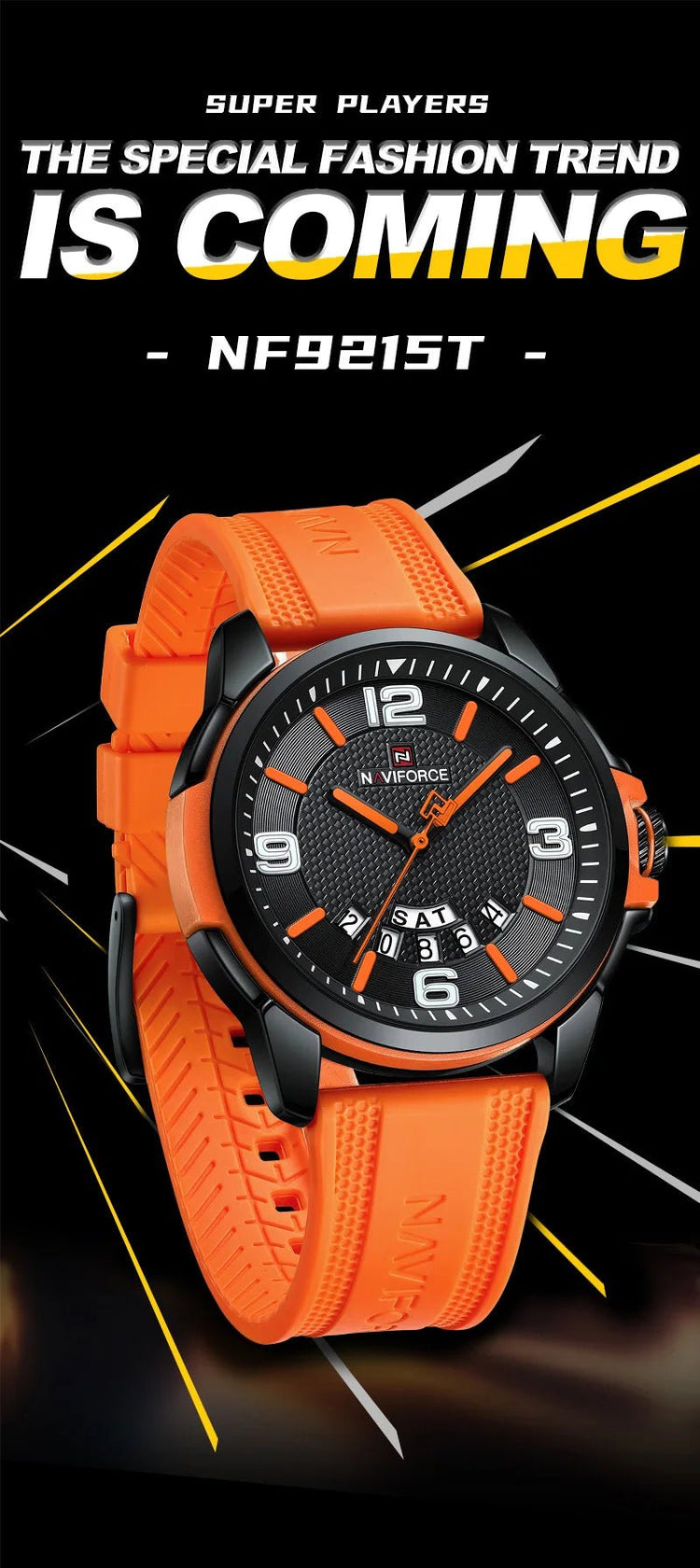 NAVIFORCE Creativo cinturino in TPU orologio da polso maschile moda sportiva 3ATM quarzo impermeabile giorno e data display orologi da uomo Reloj Hombre platinumshop
