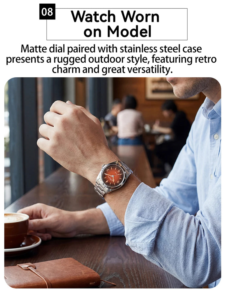ADDIESDIV New Retro Men's Quartz Watch Sapphire Glass Japanese Movement 100m Waterproof Stainless Steel Night Light Watch AD2554